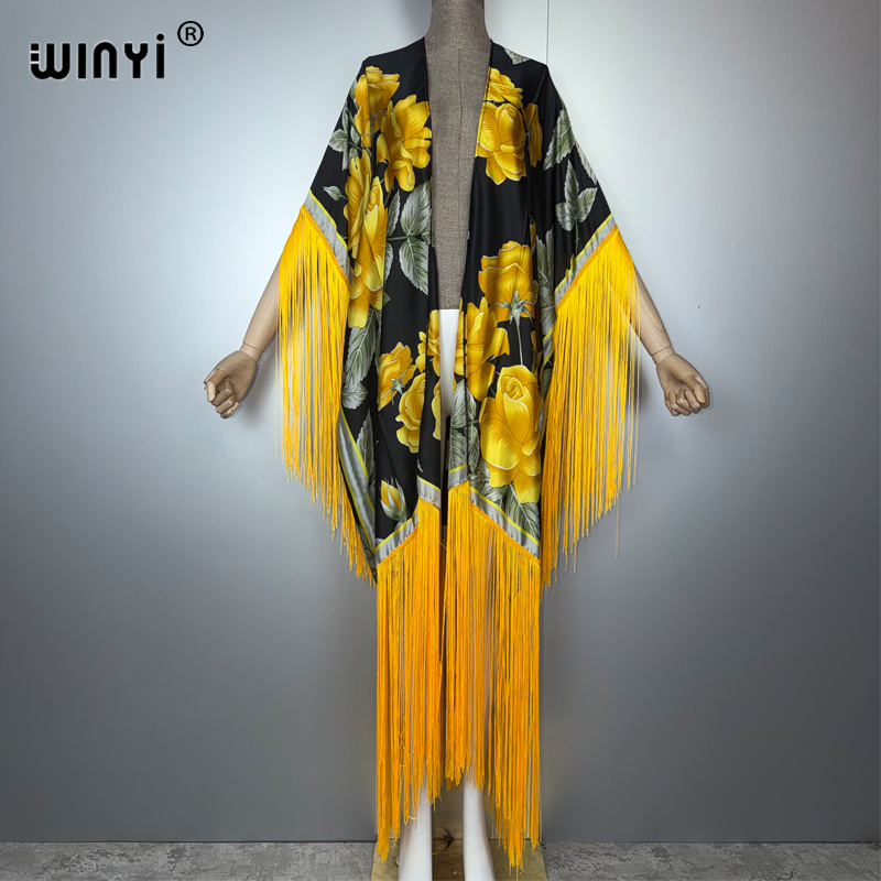 Cover Up Kaftan - WINYI Africa Kimono-Überwürfe Bohemian-Print Bikini-Überwurf Elegante