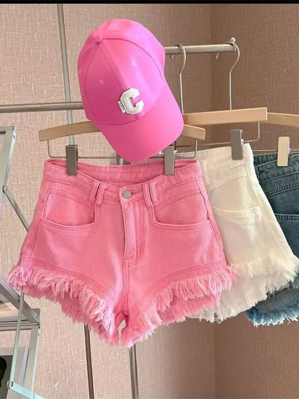 Shorts Denim Frayed - Lässige Jeans-Shorts im koreanischen Stil mit