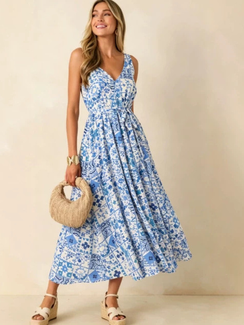 Sommer 2026 Großformatiges Blu – Linen Dress Wrap Bewertung und Preis
